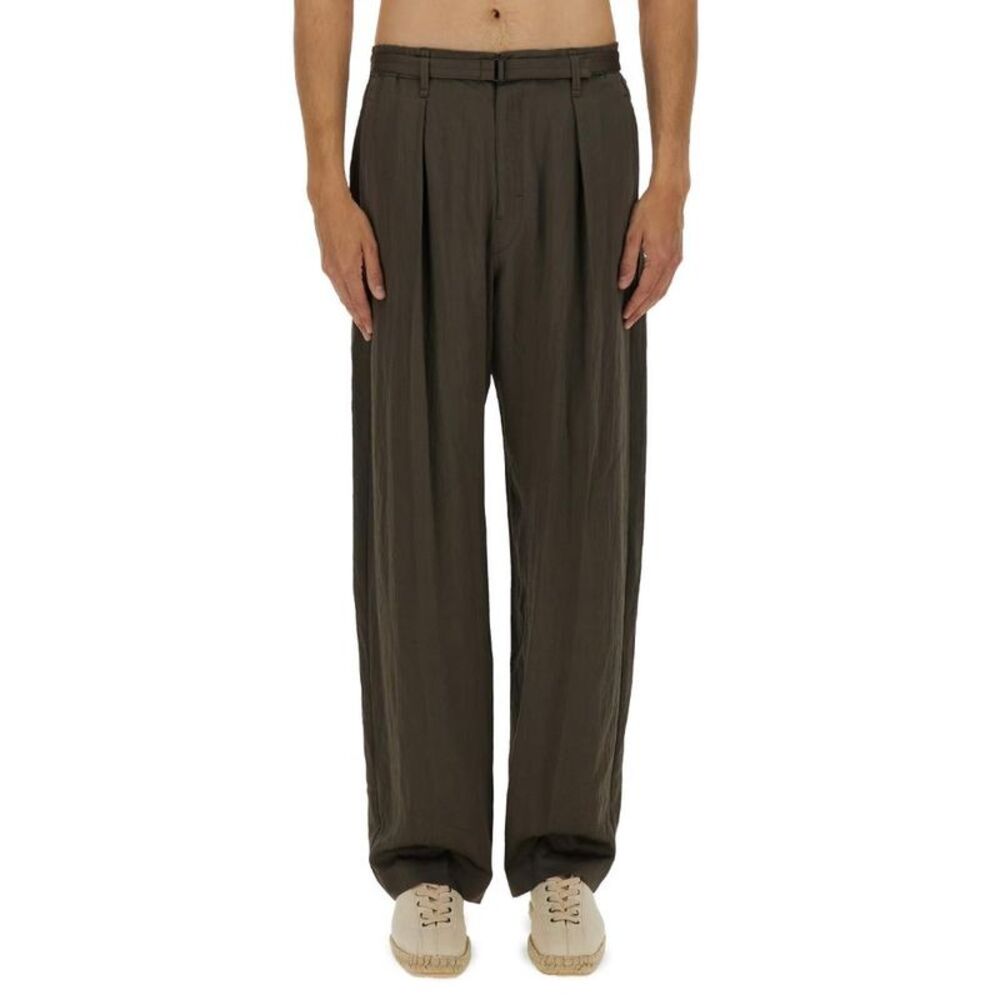 LEMAIRE Pleated Wide-Leg Trousers Men MILITARY GREEN Pants